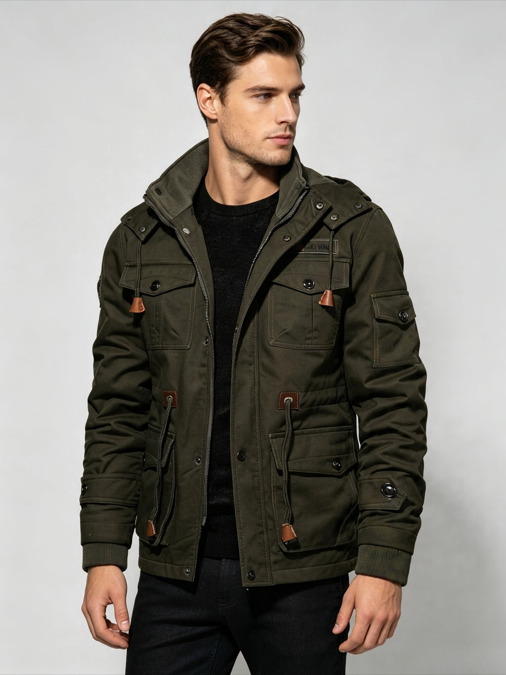 Veste pour homme, à revers, noir