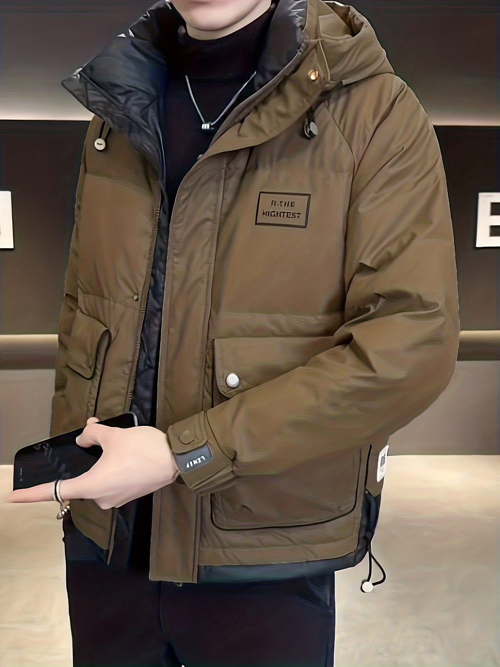Manteau pour homme, à col montant, col montant