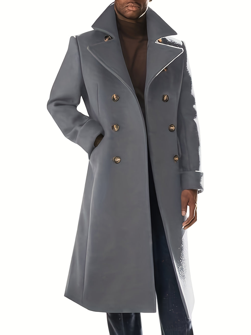 Manteau pour homme, à revers, brun jaunâtre