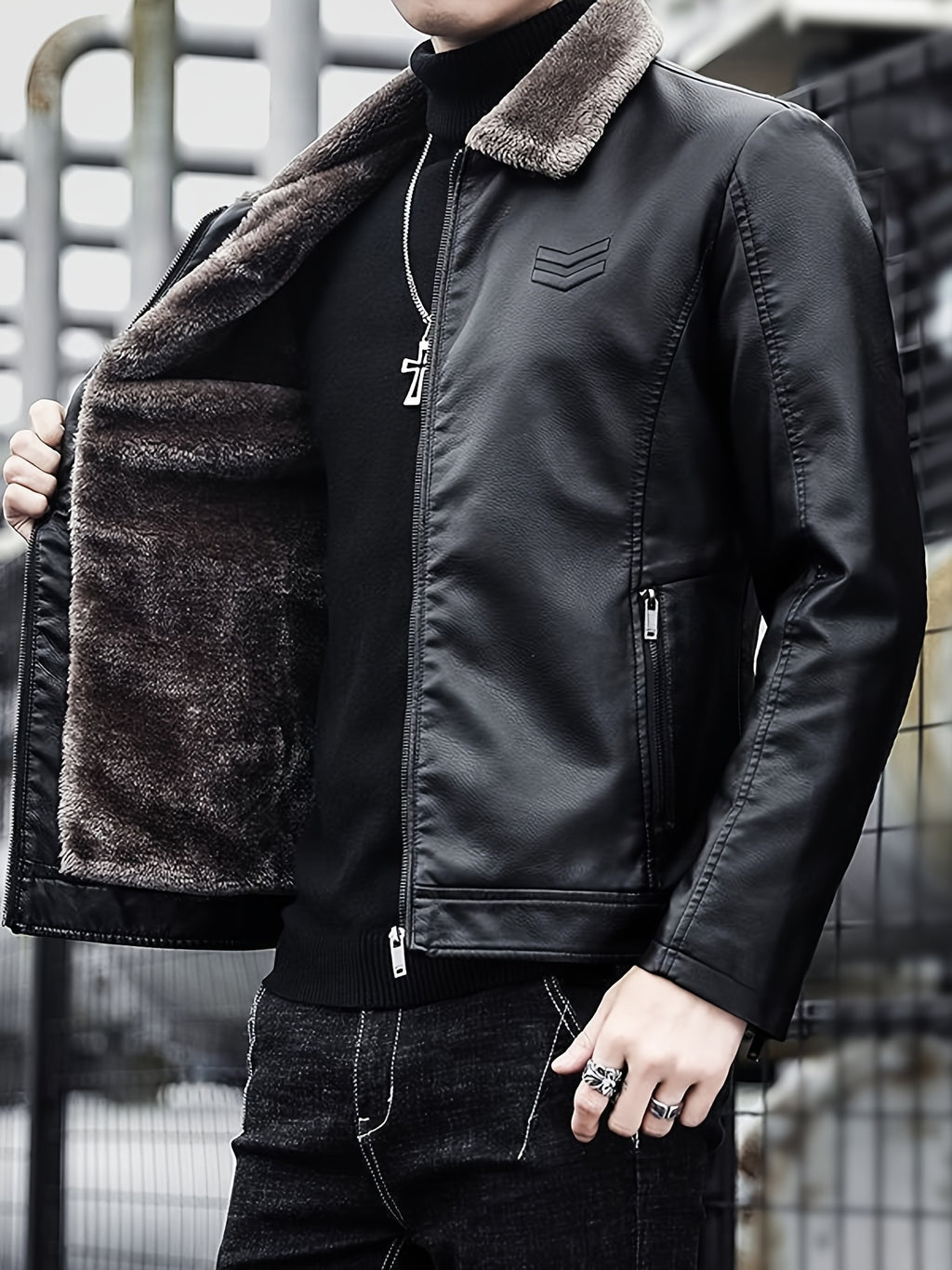 Veste pour homme, à revers, col montant