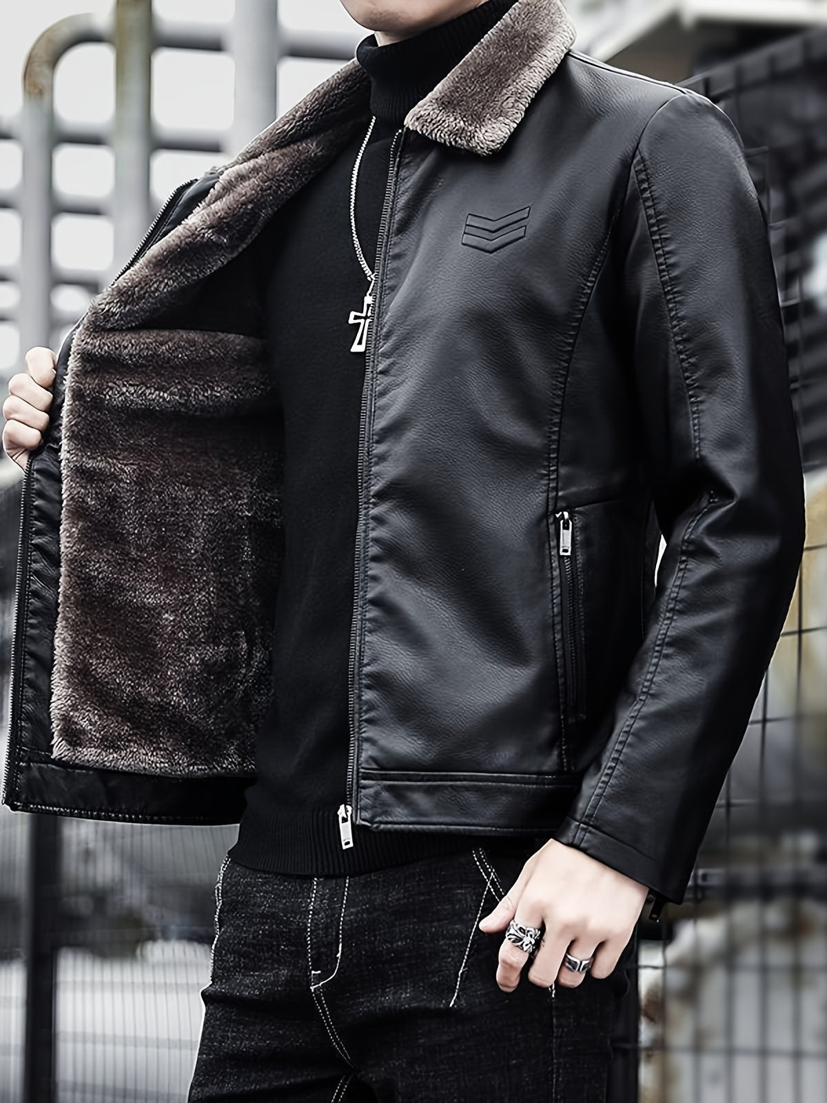 Veste pour homme, à revers, col montant