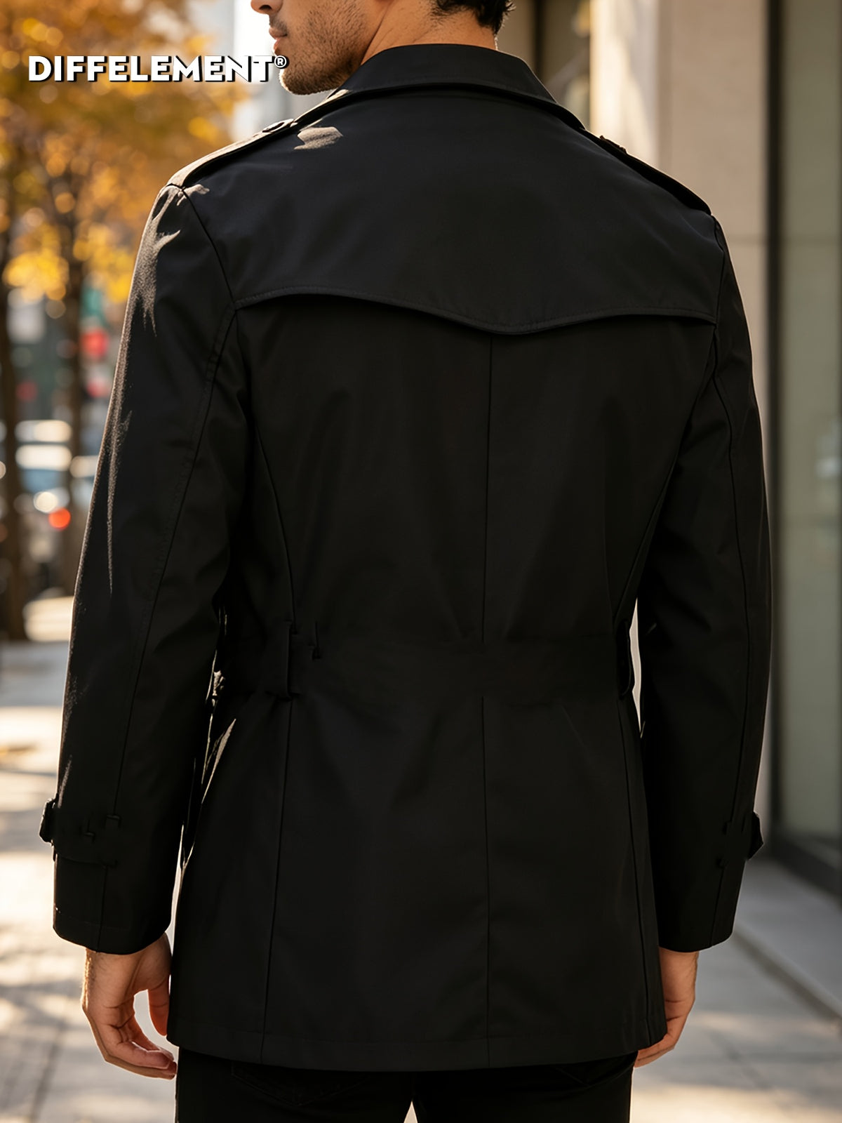 Trench long pour homme, coupe-vent, à revers