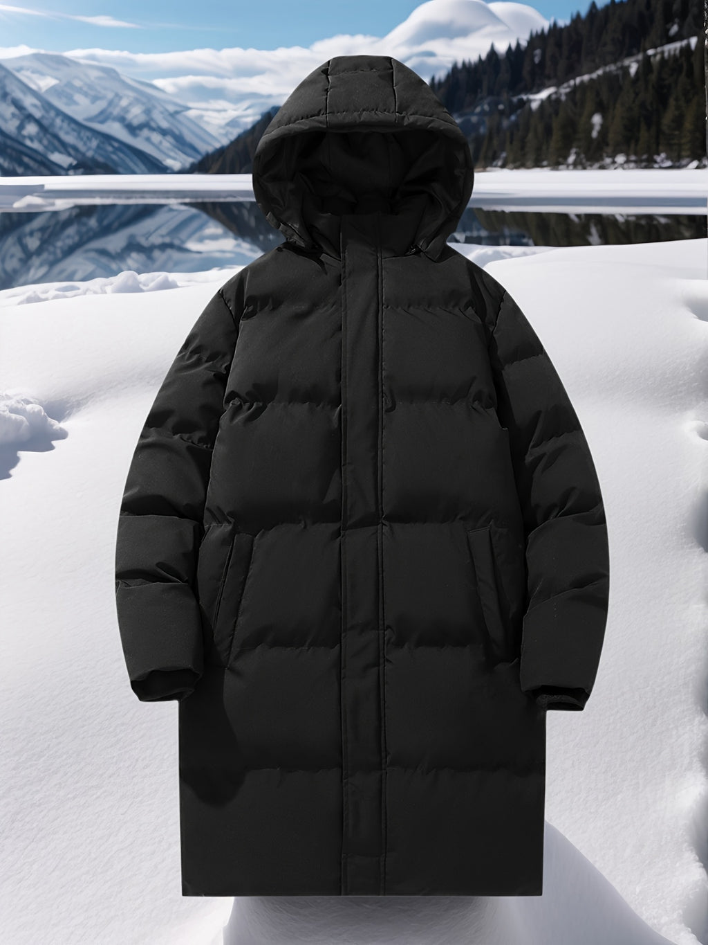 Manteau matelassé pour homme, grandes tailles, à capuche