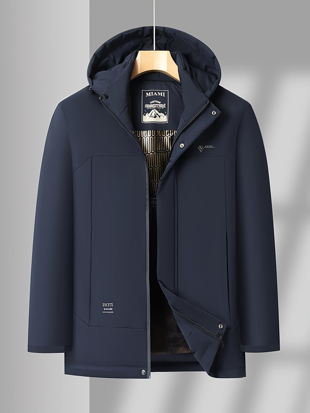 Veste en fausse fourrure long pour homme, coupe-vent, à capuche