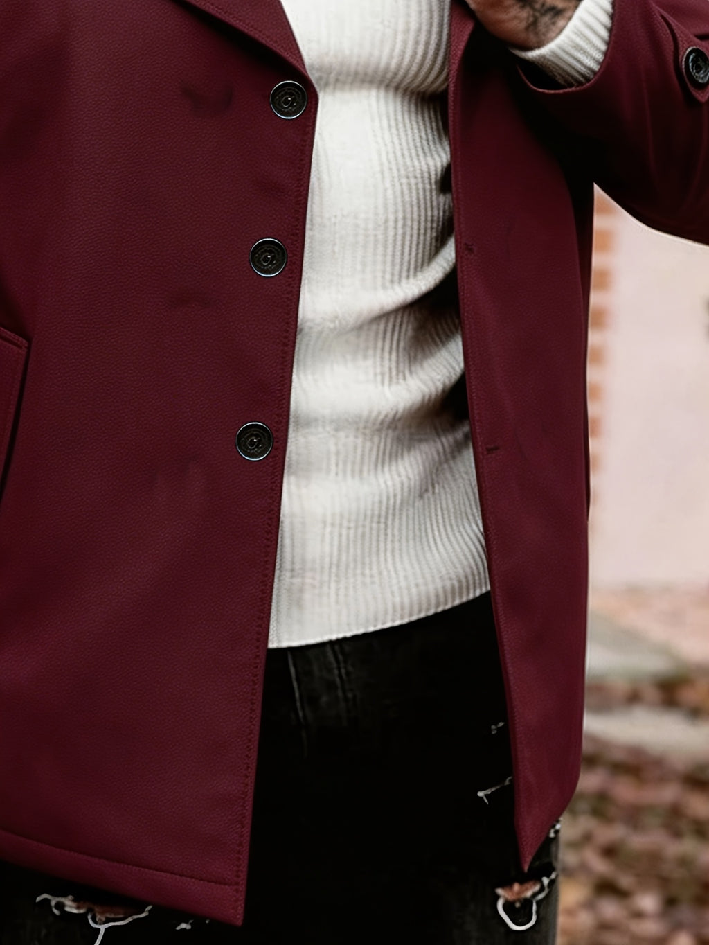 Trench pour homme, à revers, bleu foncé
