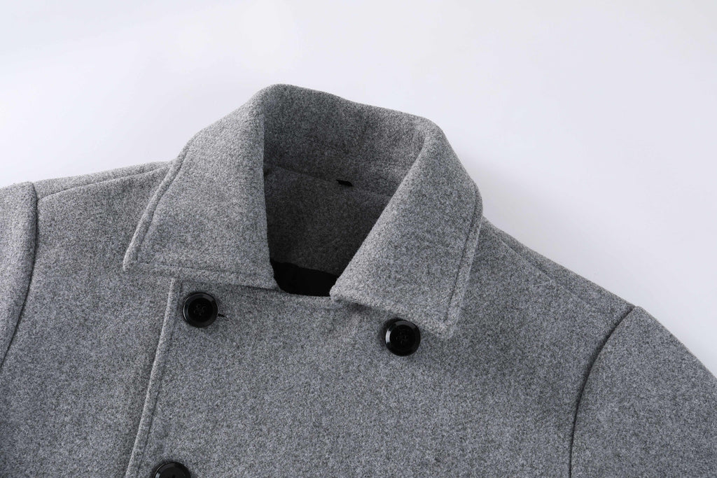 Manteau long pour homme, tweed, à revers