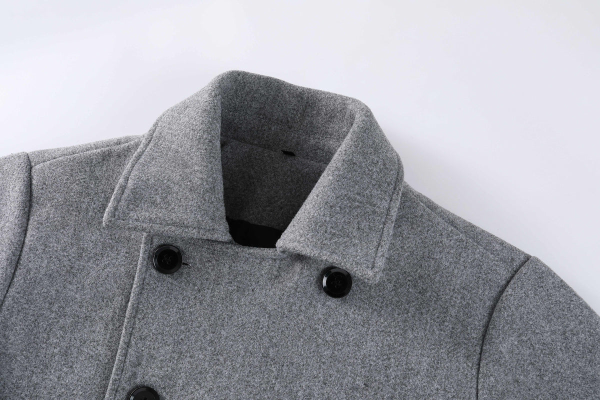 Manteau long pour homme, tweed, à revers