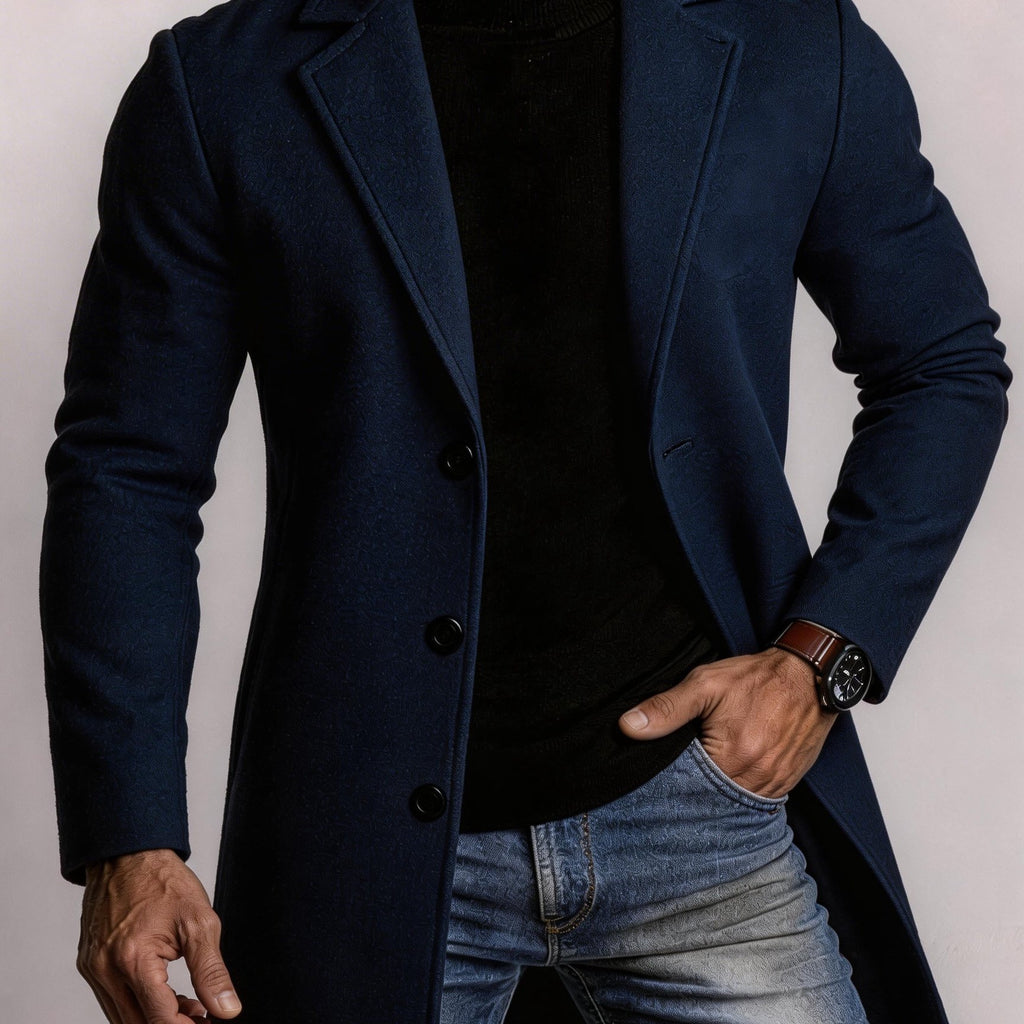 Manteau, à revers, vert fougère, coloris couleur marine, détail