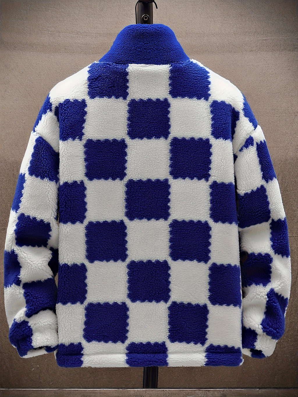 Manteau pour homme, à carreaux, à col montant