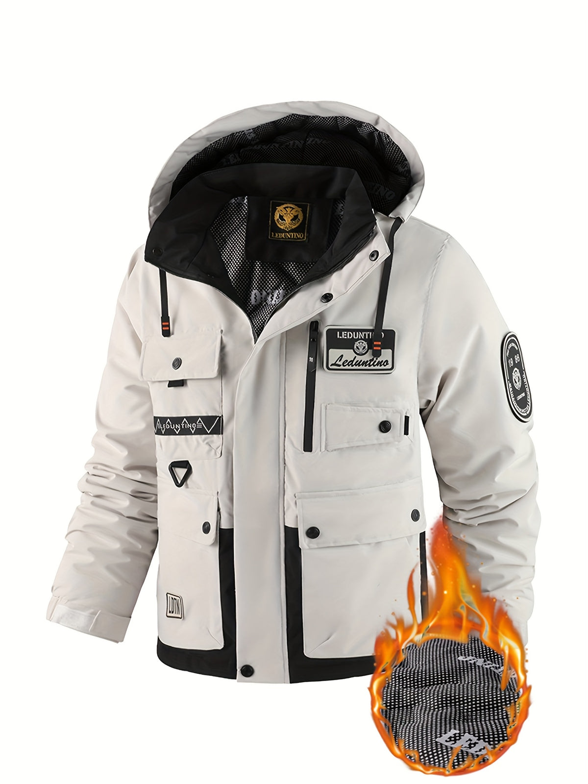 Manteau pour homme, capuche amovible, rouge brique