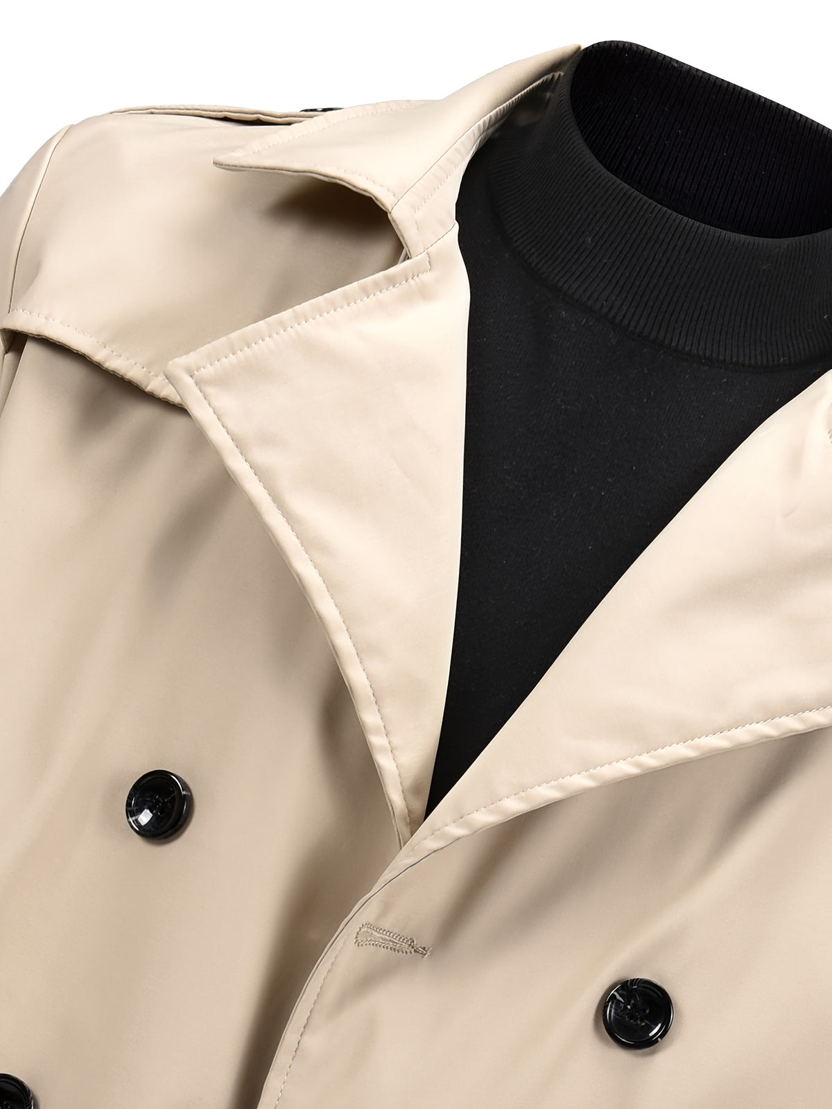 Trench long pour homme, coupe-vent, à revers