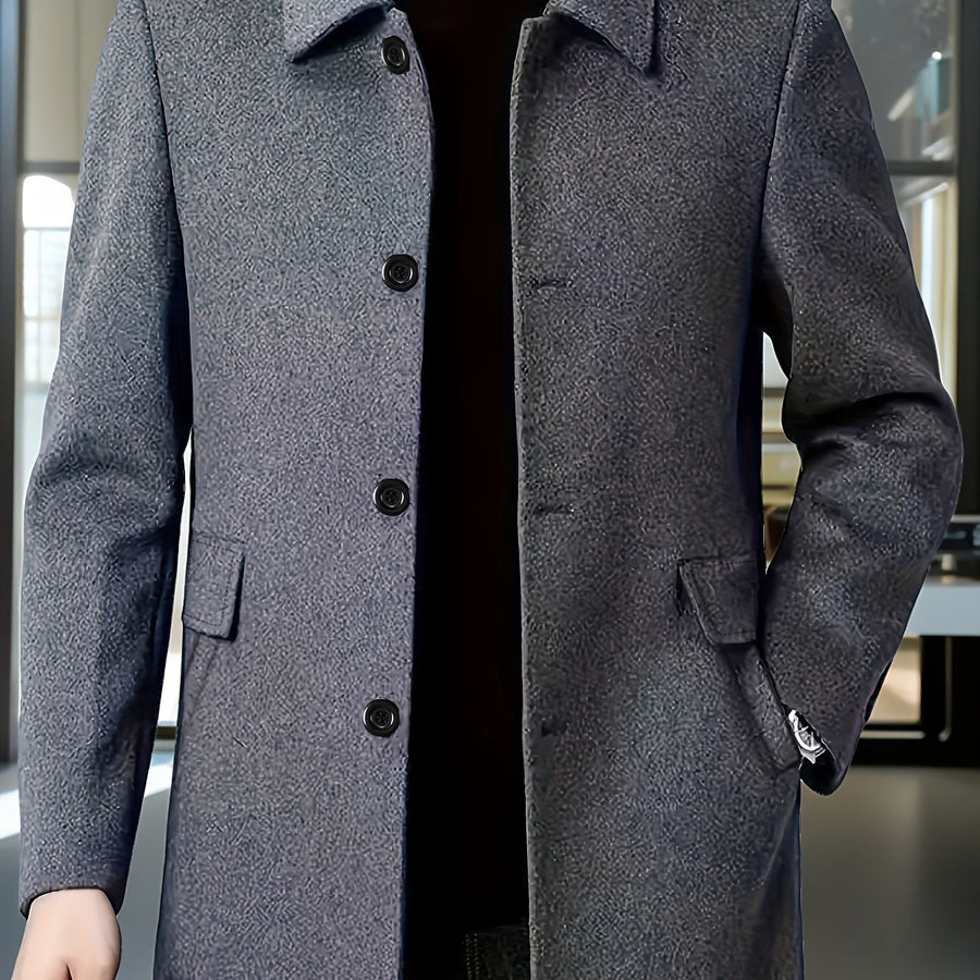 Manteau, à revers, bleu ciel profond, coloris gris foncé