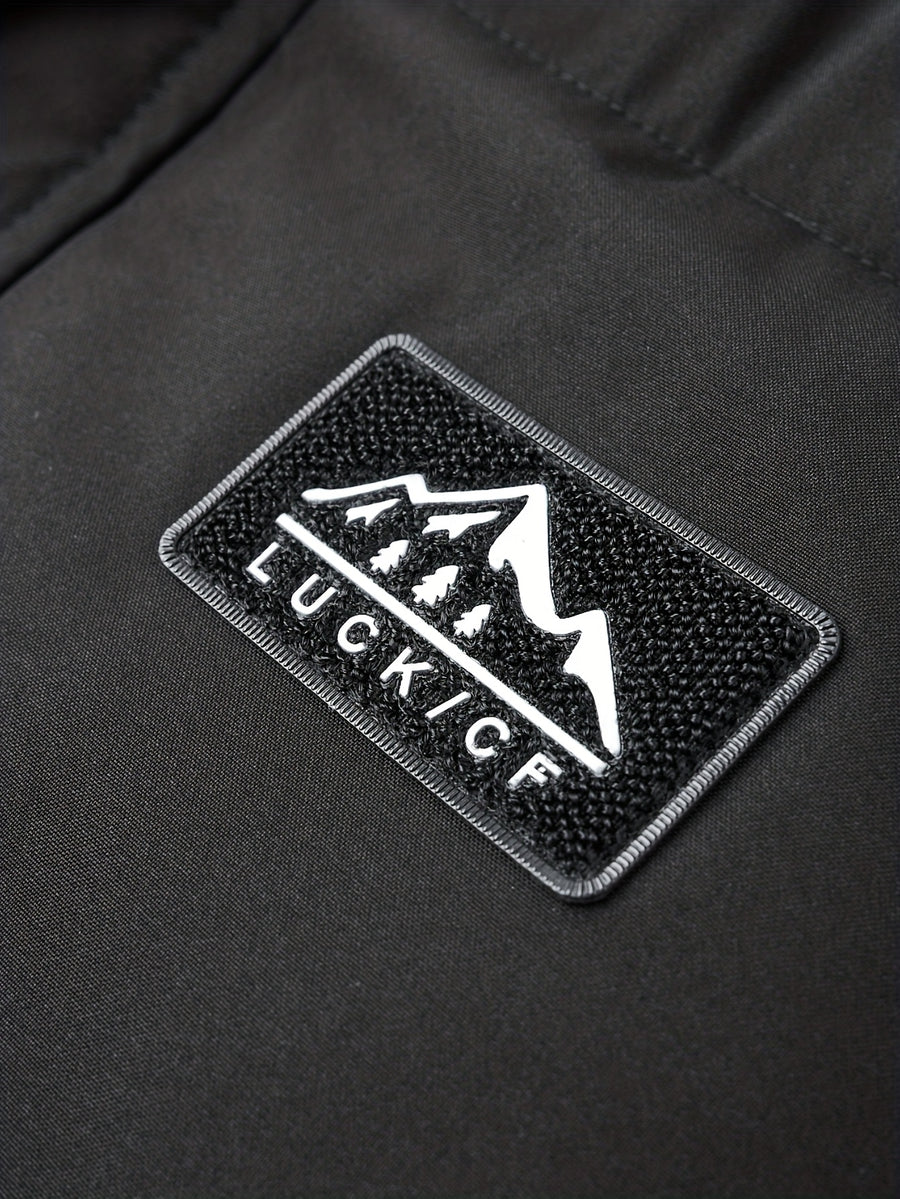 Manteau matelassé long, à capuche, noir, détail du vêtement