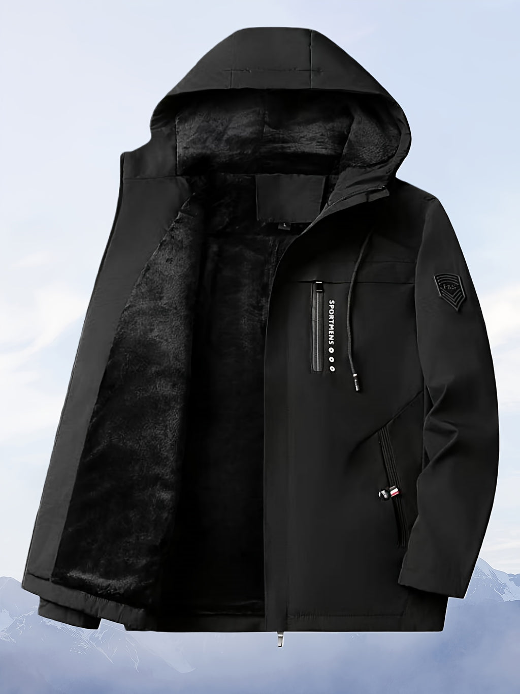Veste pour homme, à capuche, noir