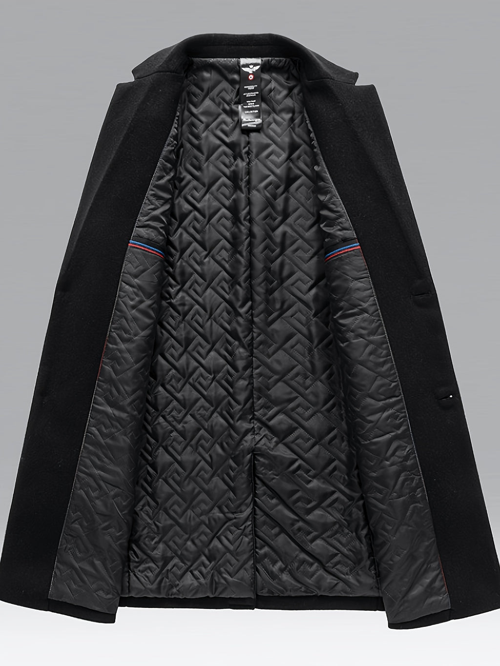 Trench long pour homme, 25 % laine, tweed