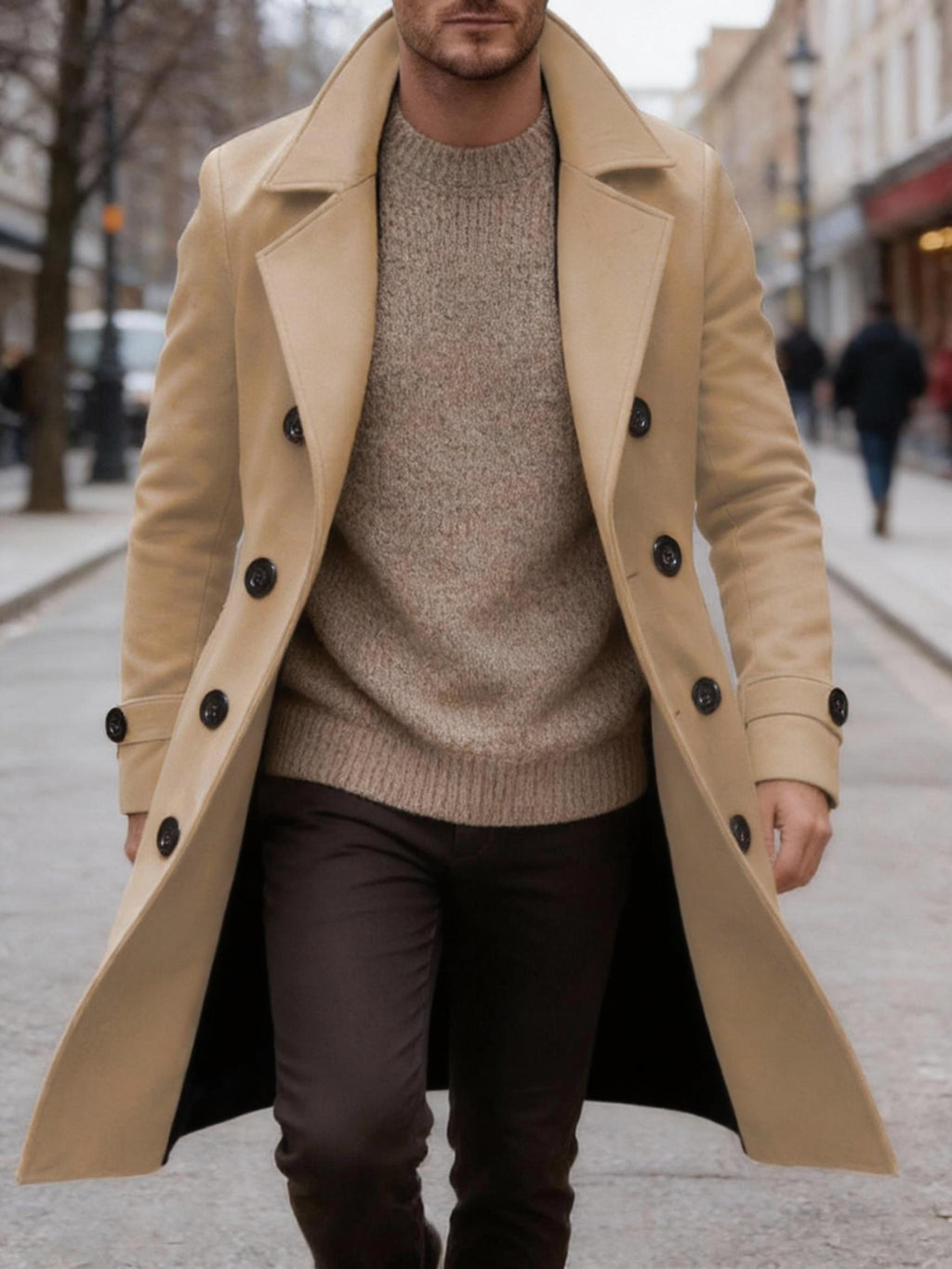 Manteau long, tweed, à revers, gris foncé, photo 12