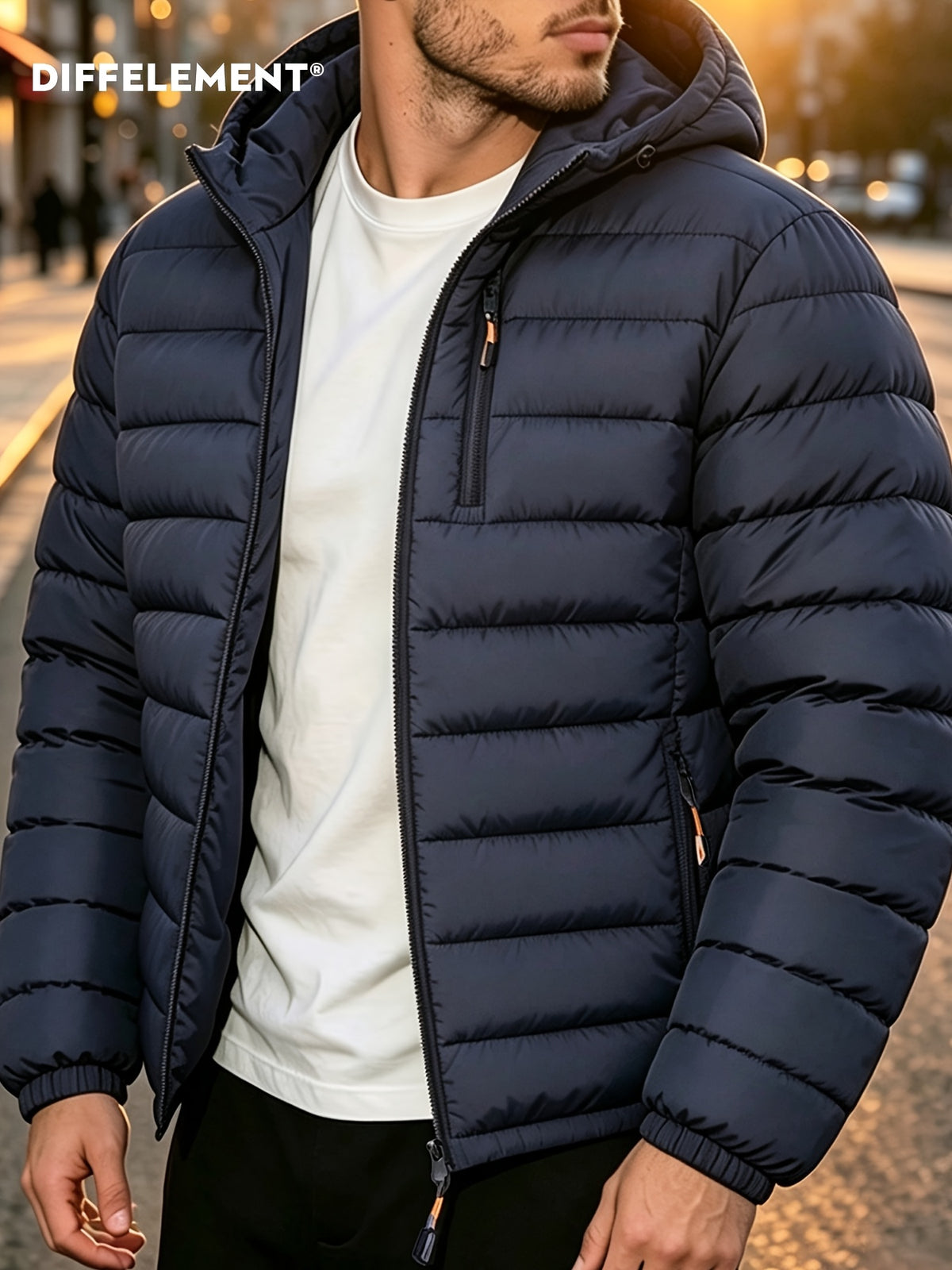 Veste pour homme, coupe-vent, à capuche, bleu marine
