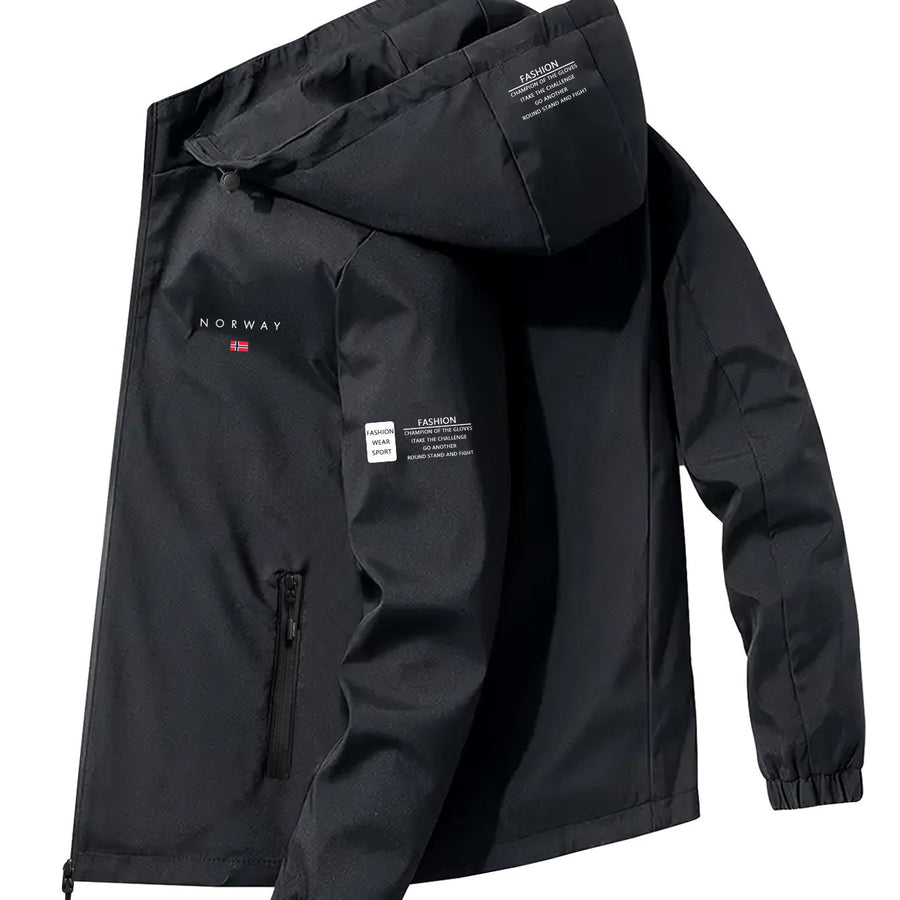 Veste pour homme, coupe-vent, à capuche, bleu étoile court, vue 2
