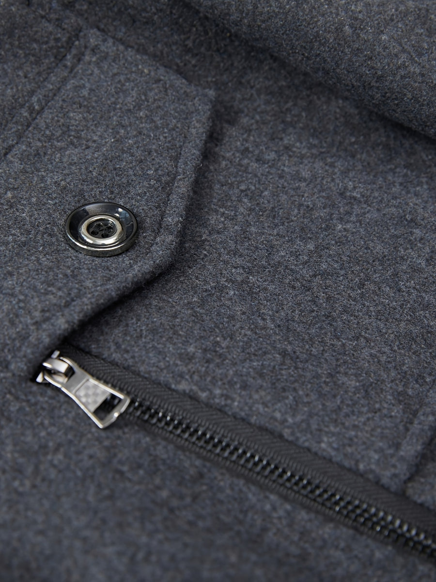 Manteau en laine, 30 % laine, à revers, orange, détail du vêtement