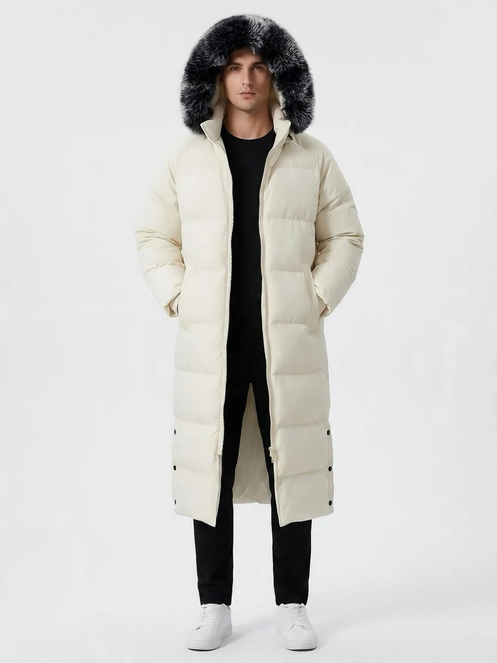 Manteau long, coupe-vent, à capuche