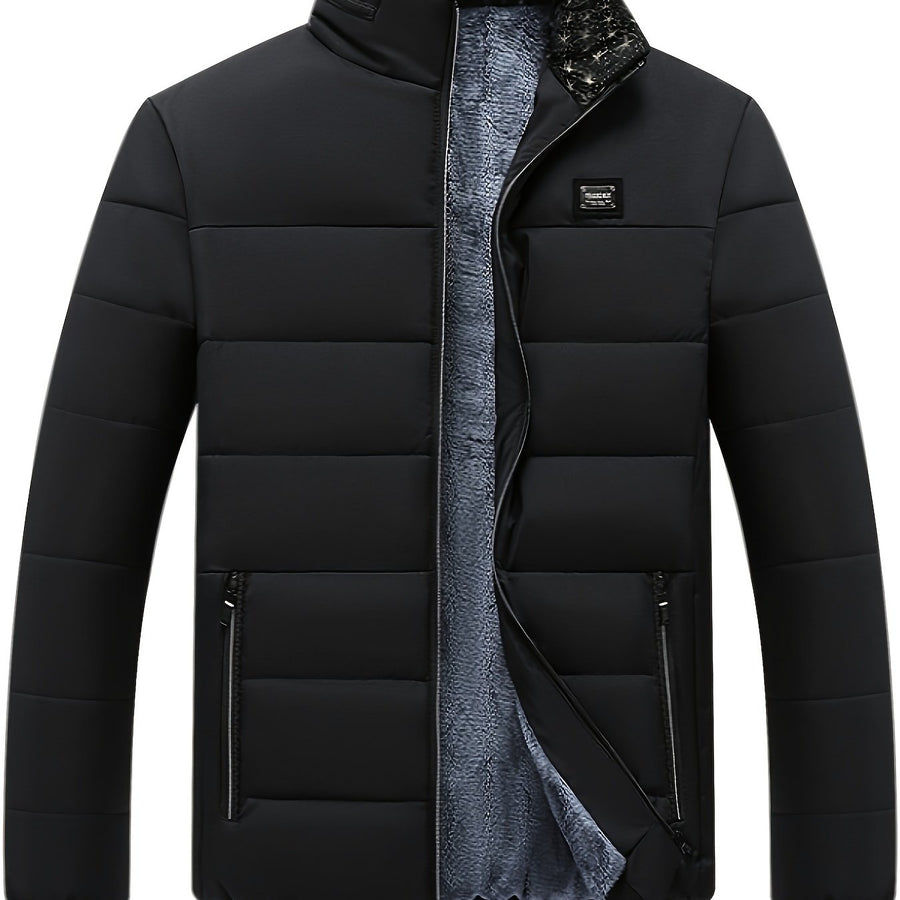 Manteau matelassé, velours, à col montant, coloris noir, détail