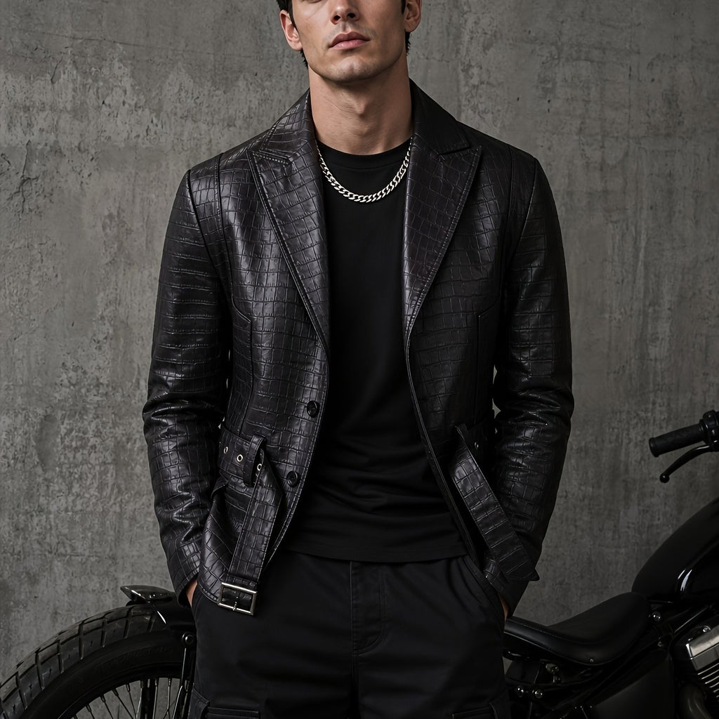 Veste long, grandes tailles, à revers, coloris marron foncé
