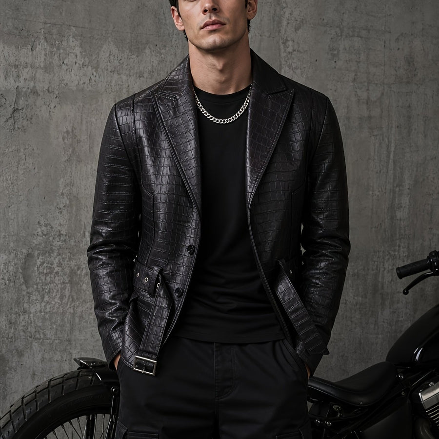 Veste long, grandes tailles, à revers, coloris marron foncé