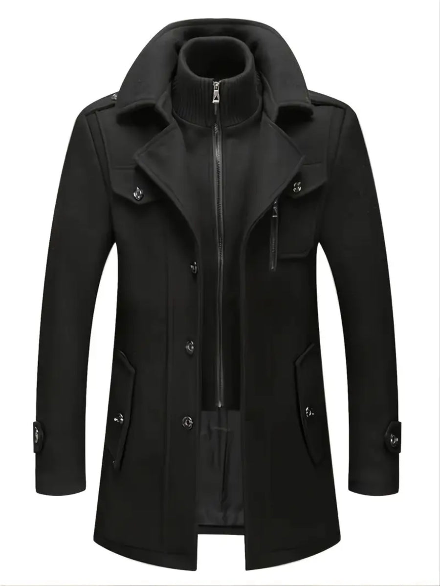 Manteau en laine mi-long, 30 % laine, double col, photo 14