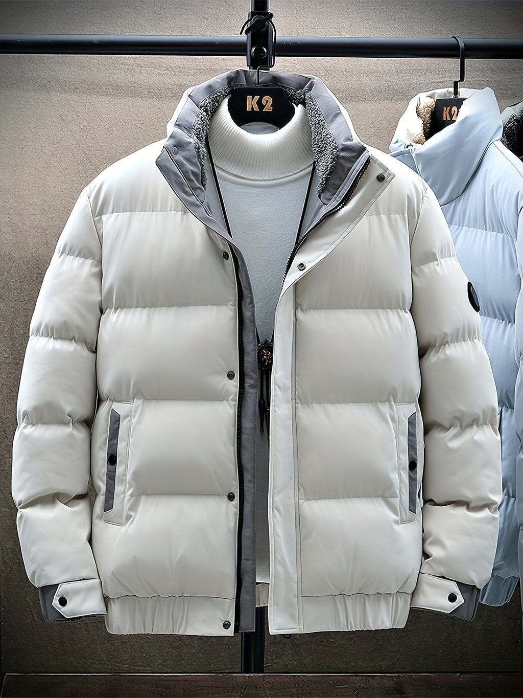 Manteau matelassé pour homme, grandes tailles, à revers