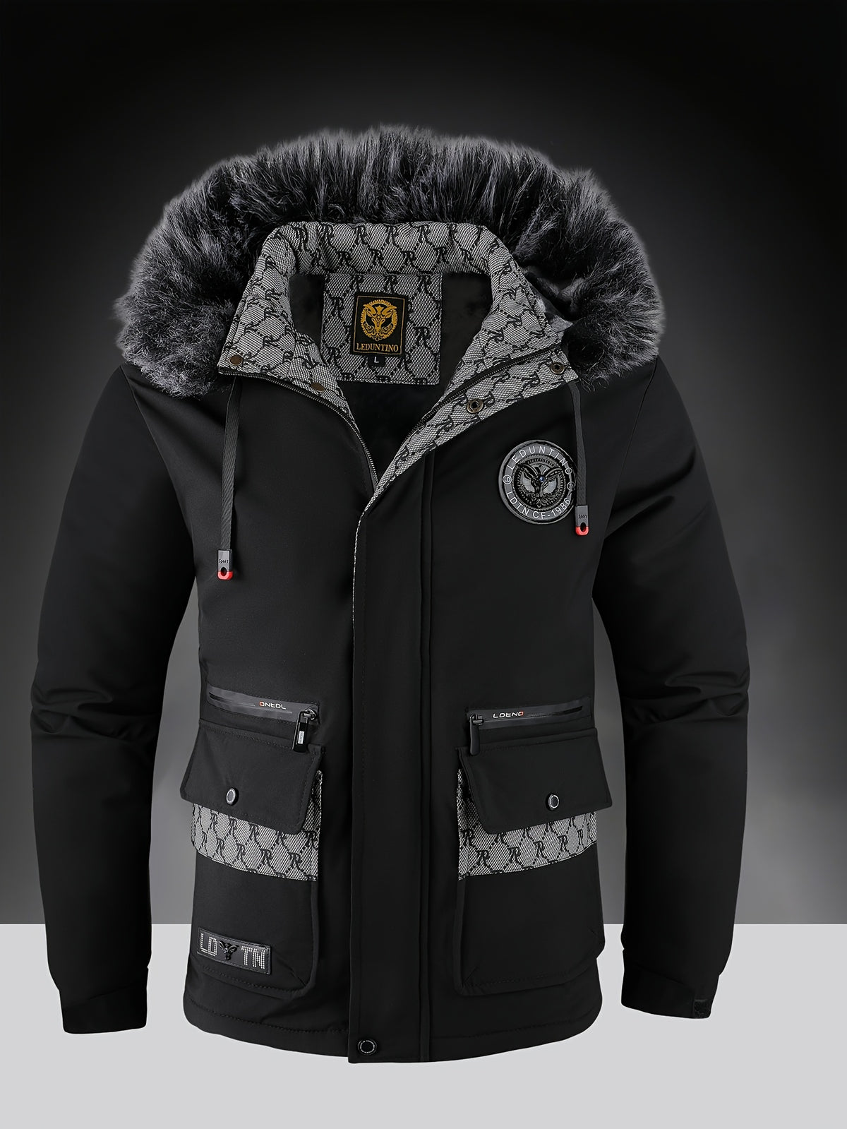 Veste pour homme, capuche amovible, col montant