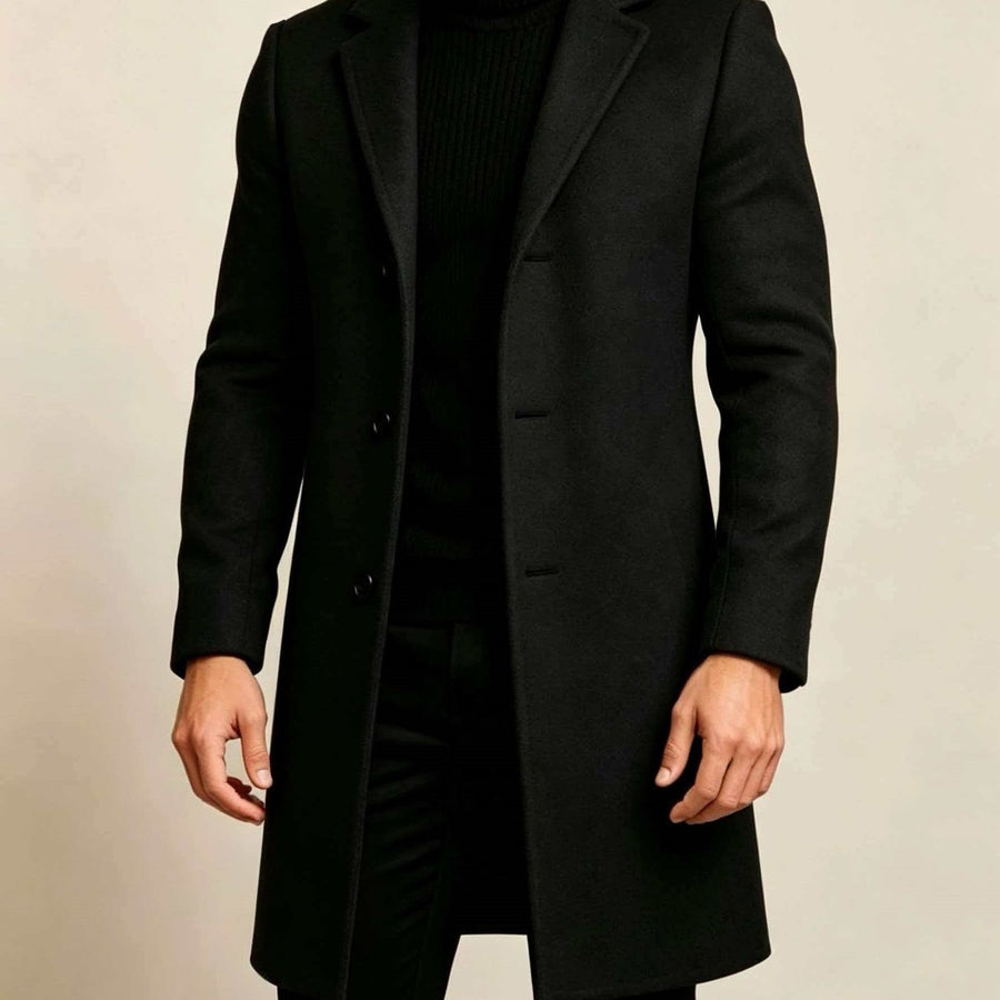 Trench, à revers, légèrement extensible, coloris noir