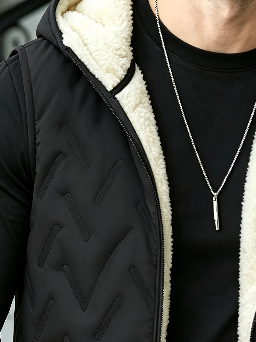 Gilet épais sans manches à capuche doublé, tendance automne/hiver, vêtement d'extérieur chaud, cardigan à capuche zippé à la mode et polyvalent, pour l'extérieur et la randonnée, la course et le fitness, les voyages et le sport, cade, photo 13
