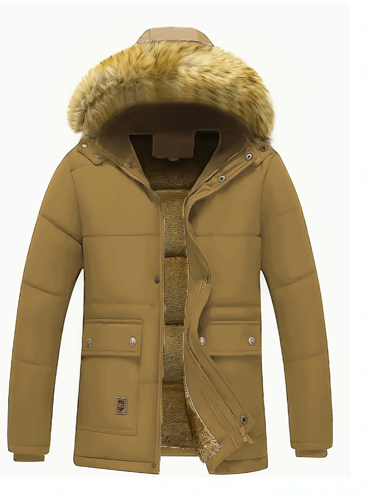 Manteau pour homme, grandes tailles, à capuche, olive