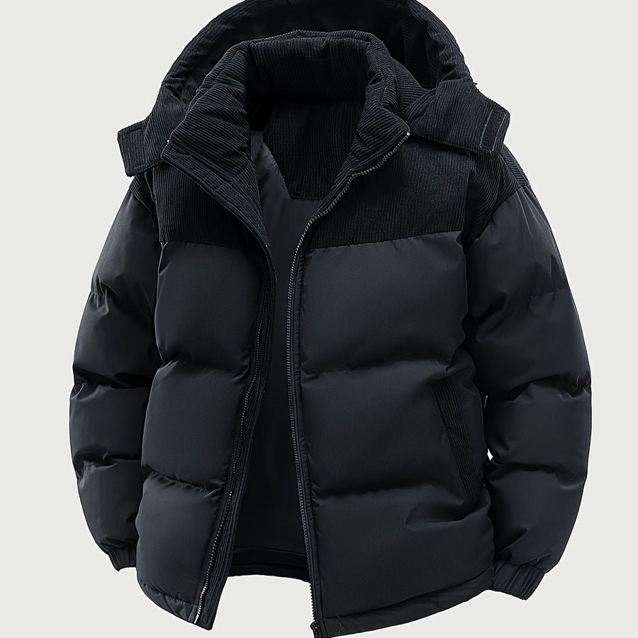 Veste, capuche amovible, noir, coloris noir