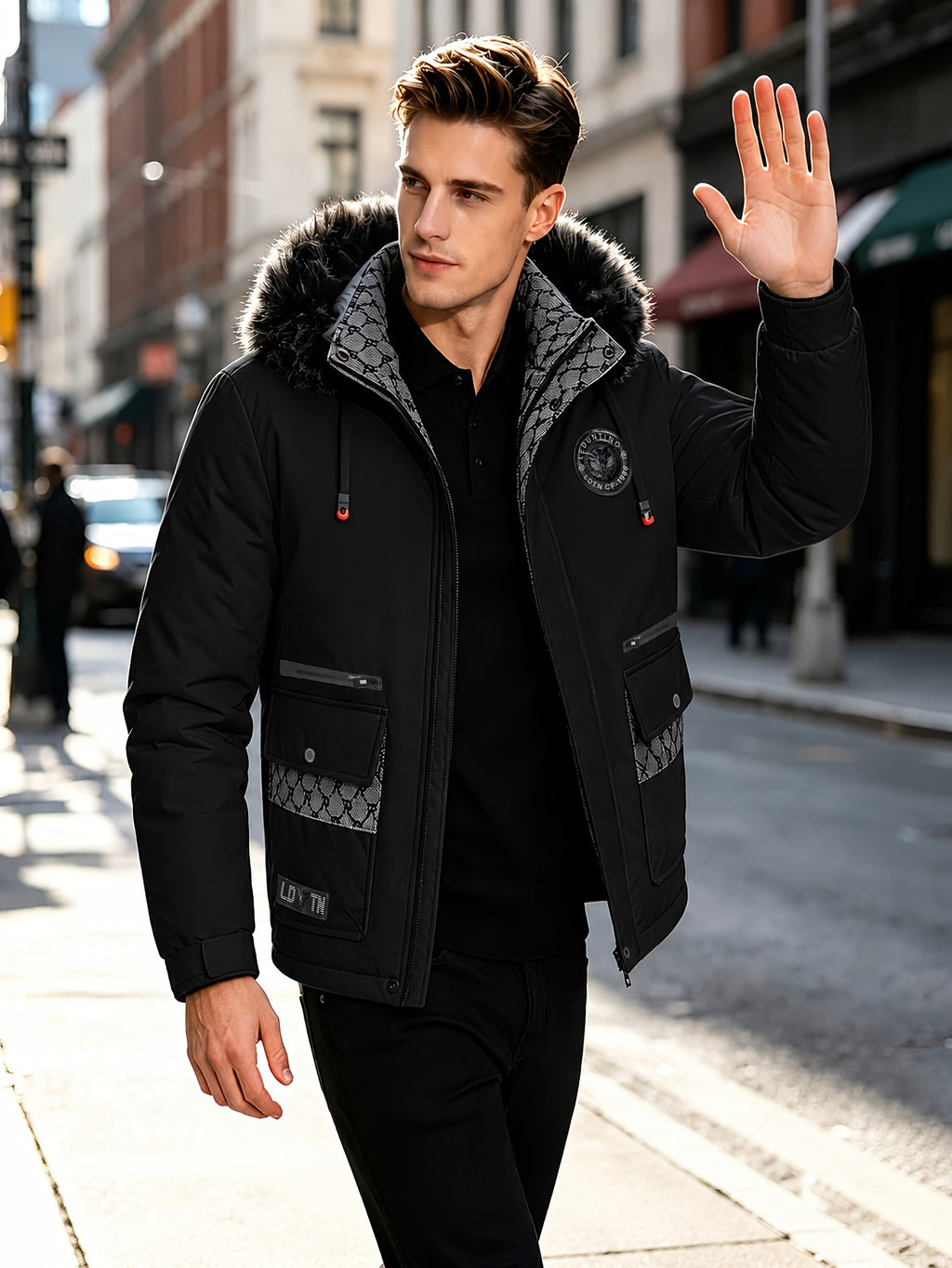 Manteau pour homme, à capuche, blanc