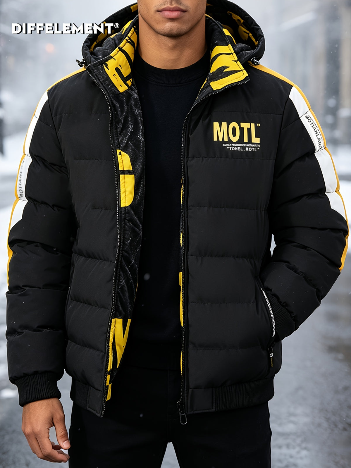 Manteau matelassé pour homme, réversible, à capuche