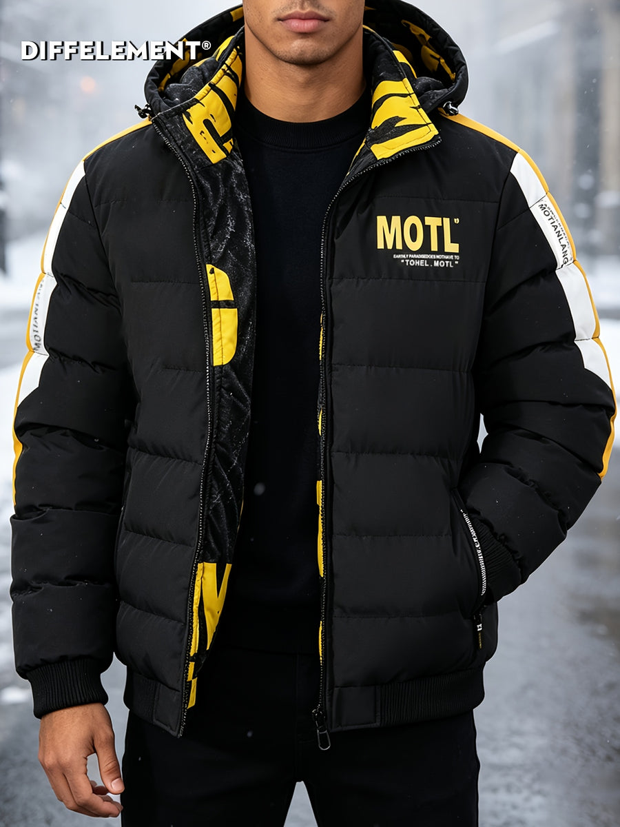 Manteau matelassé pour homme, réversible, à capuche