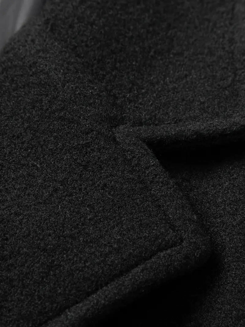 Manteau pour homme, à revers, noir