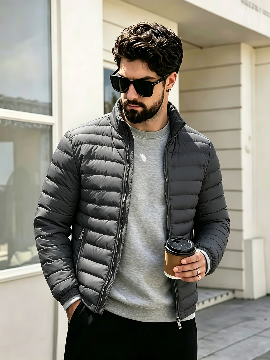 Veste pour homme, coupe-vent, à col montant