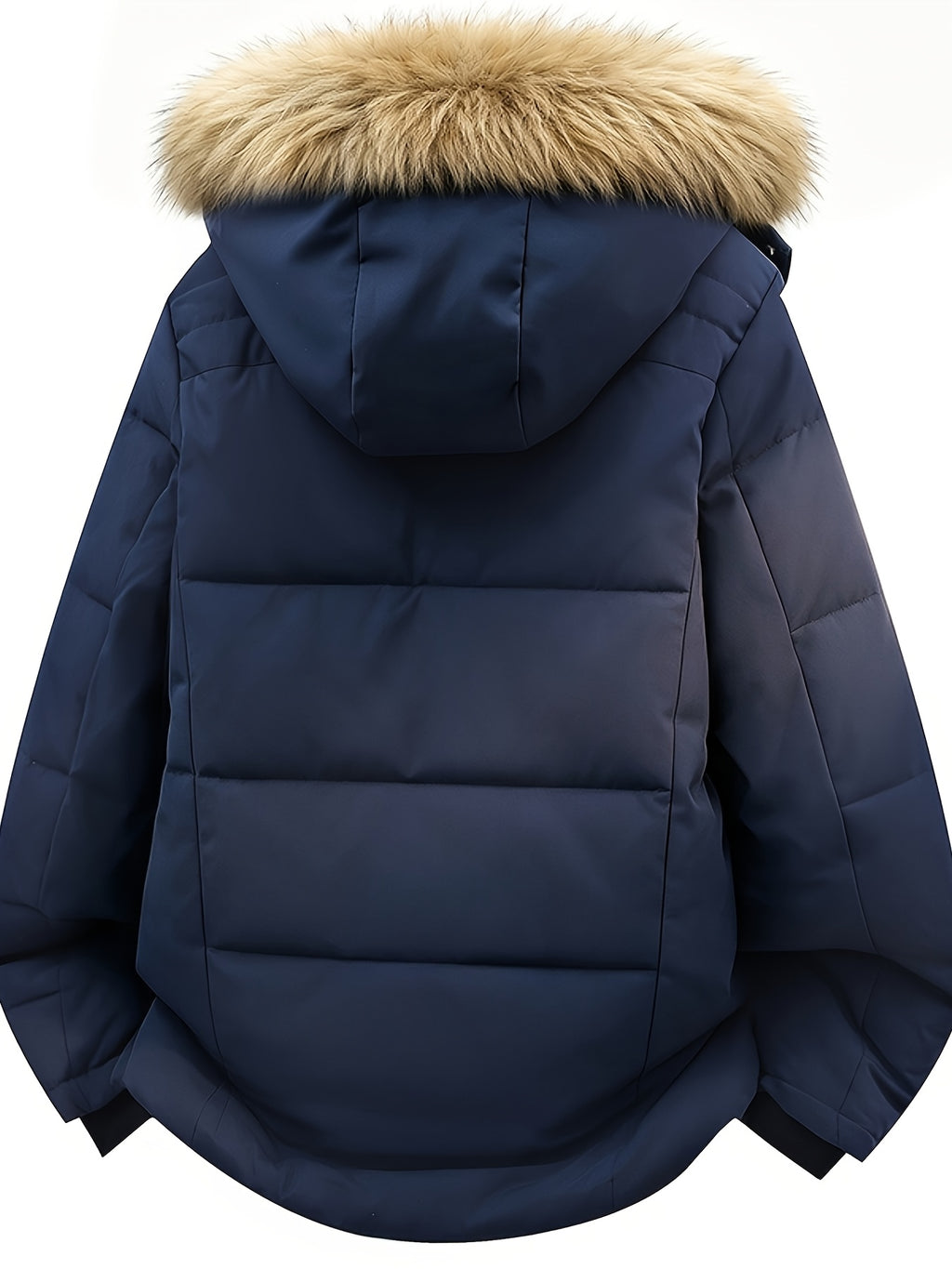 Veste en fausse fourrure pour homme, polaire, à capuche, bleu