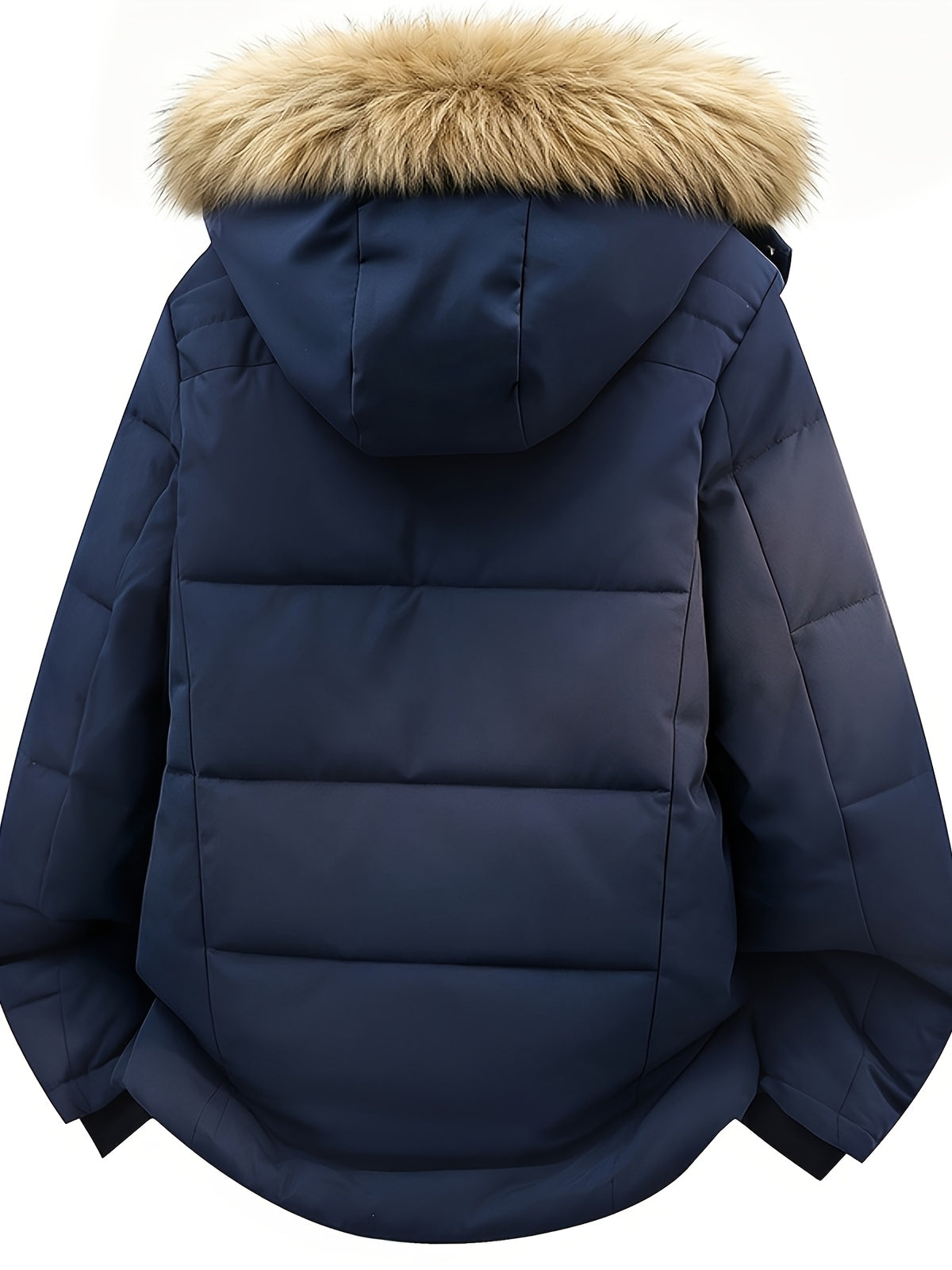 Veste en fausse fourrure pour homme, polaire, à capuche, bleu