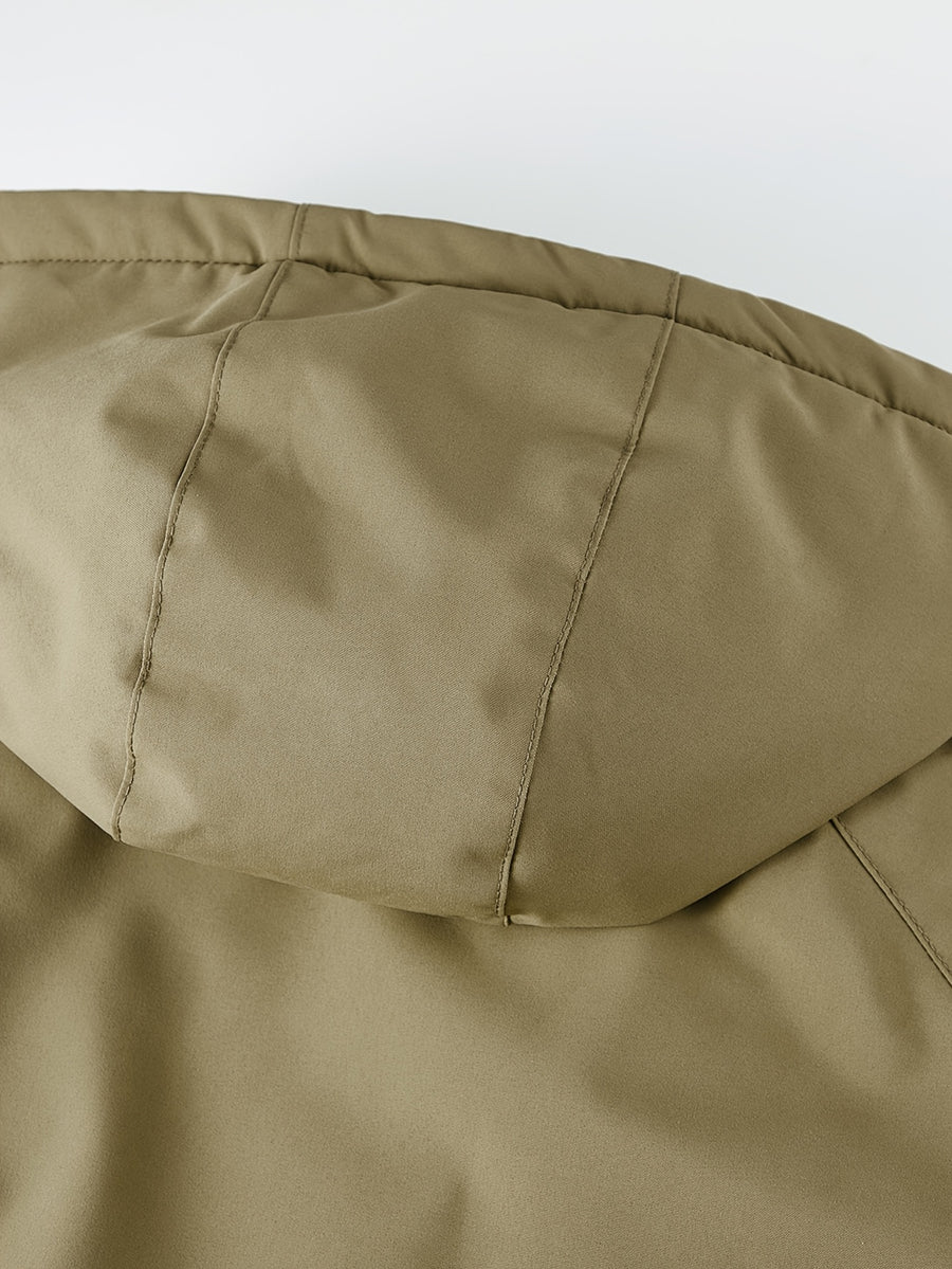 Veste, polaire, à capuche, kaki, détail du vêtement