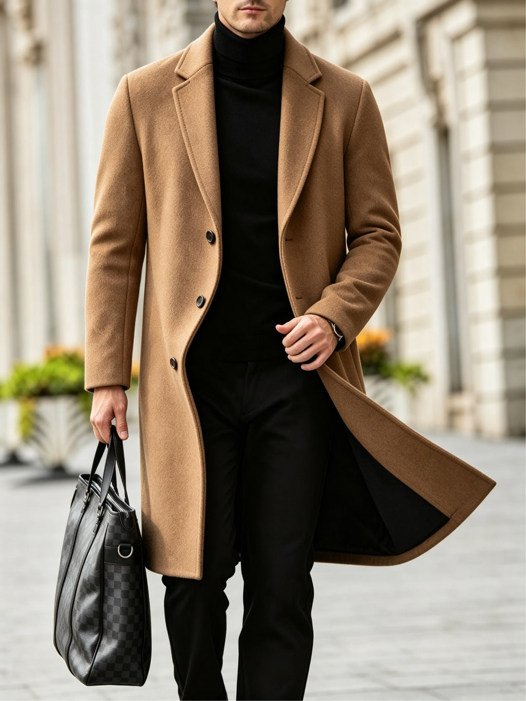 Trench pour homme, à revers, couleur marine