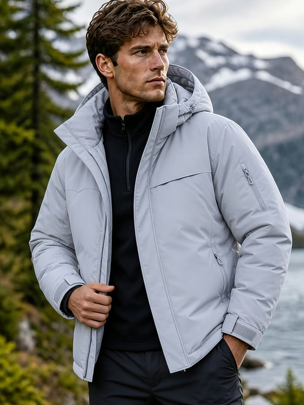 Veste pour homme, à capuche, gris de yinchuan