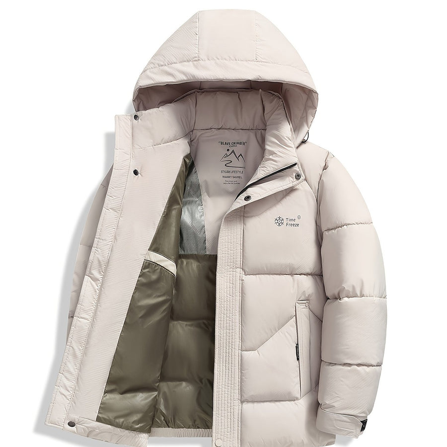 Veste matelassée, coupe-vent, à capuche, coloris beige