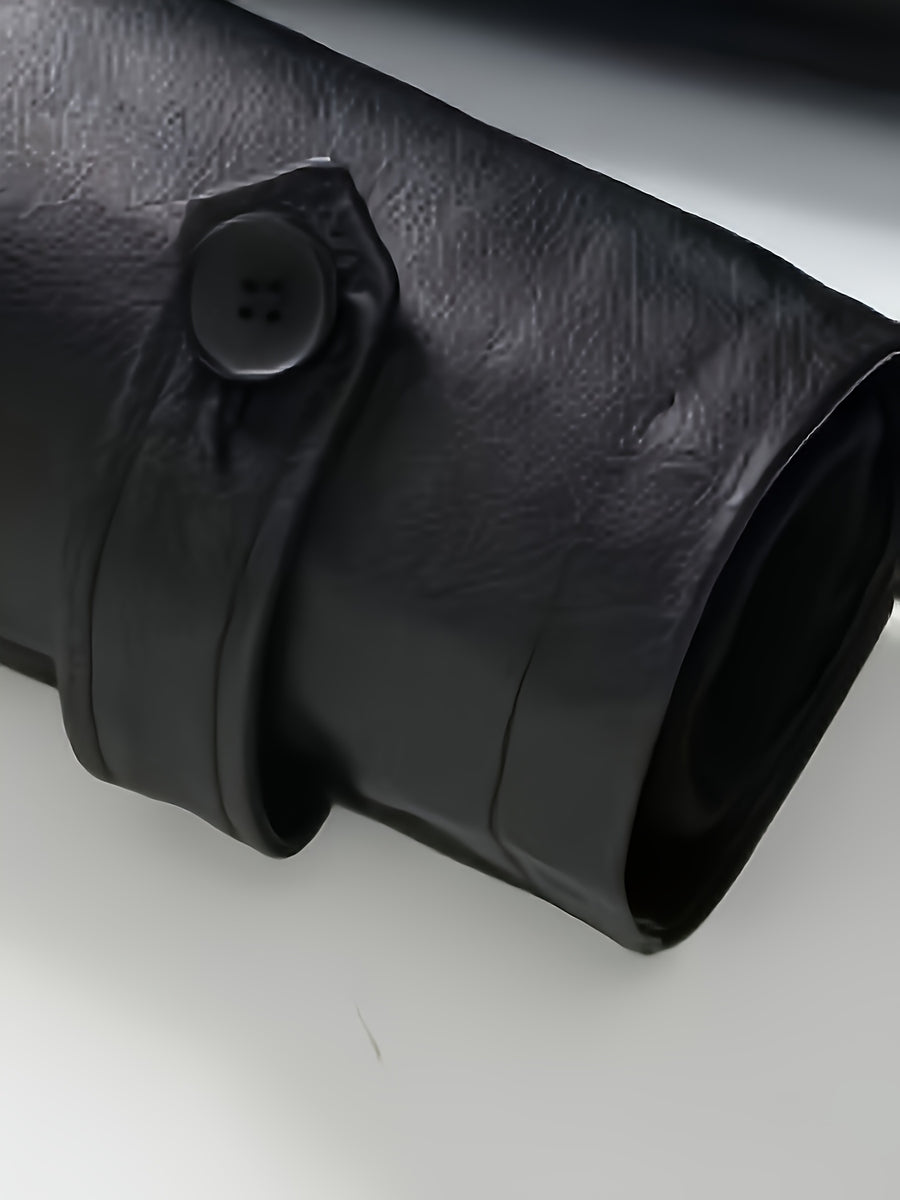 Manteau en cuir PU, coupe-vent, à revers, détail du vêtement