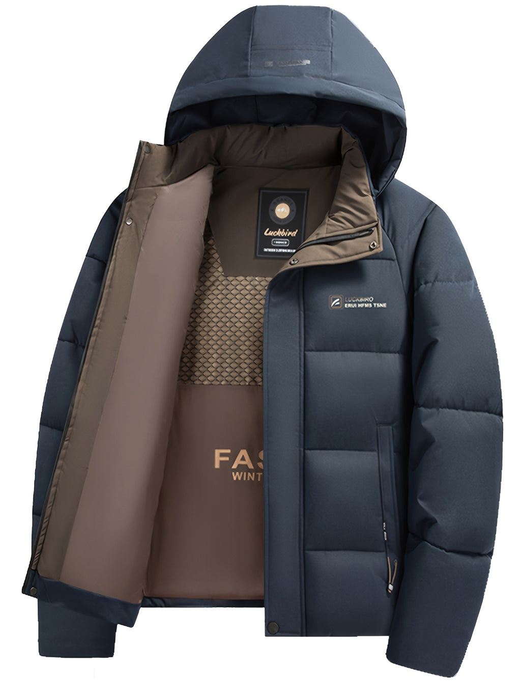 Manteau pour homme, coupe-vent, à capuche, bleu marine