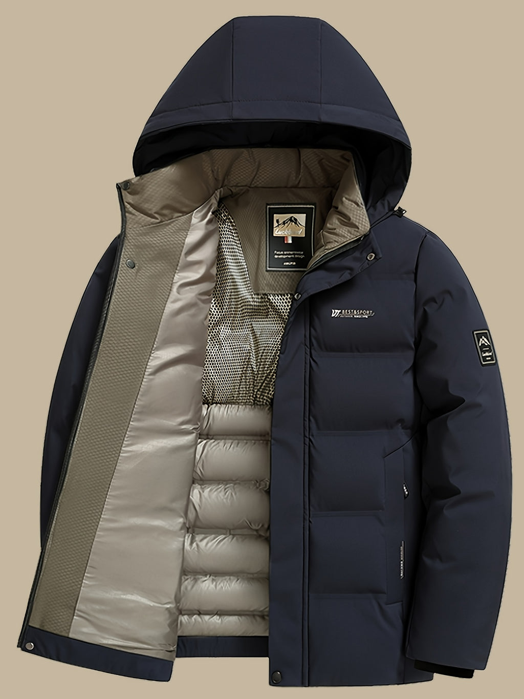 Veste matelassée pour homme, à capuche, gris