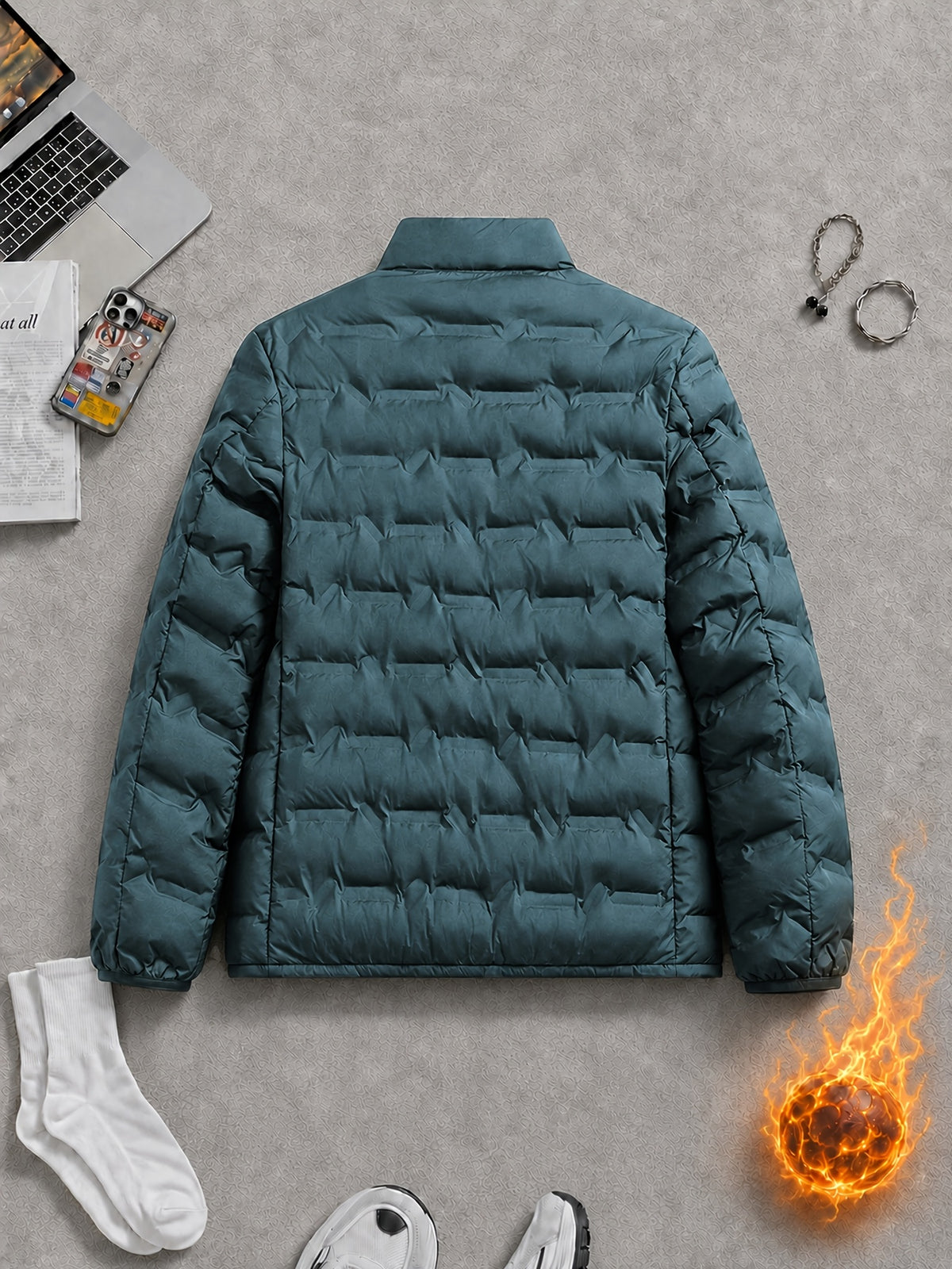 Veste pour homme, à col montant, bleu foncé