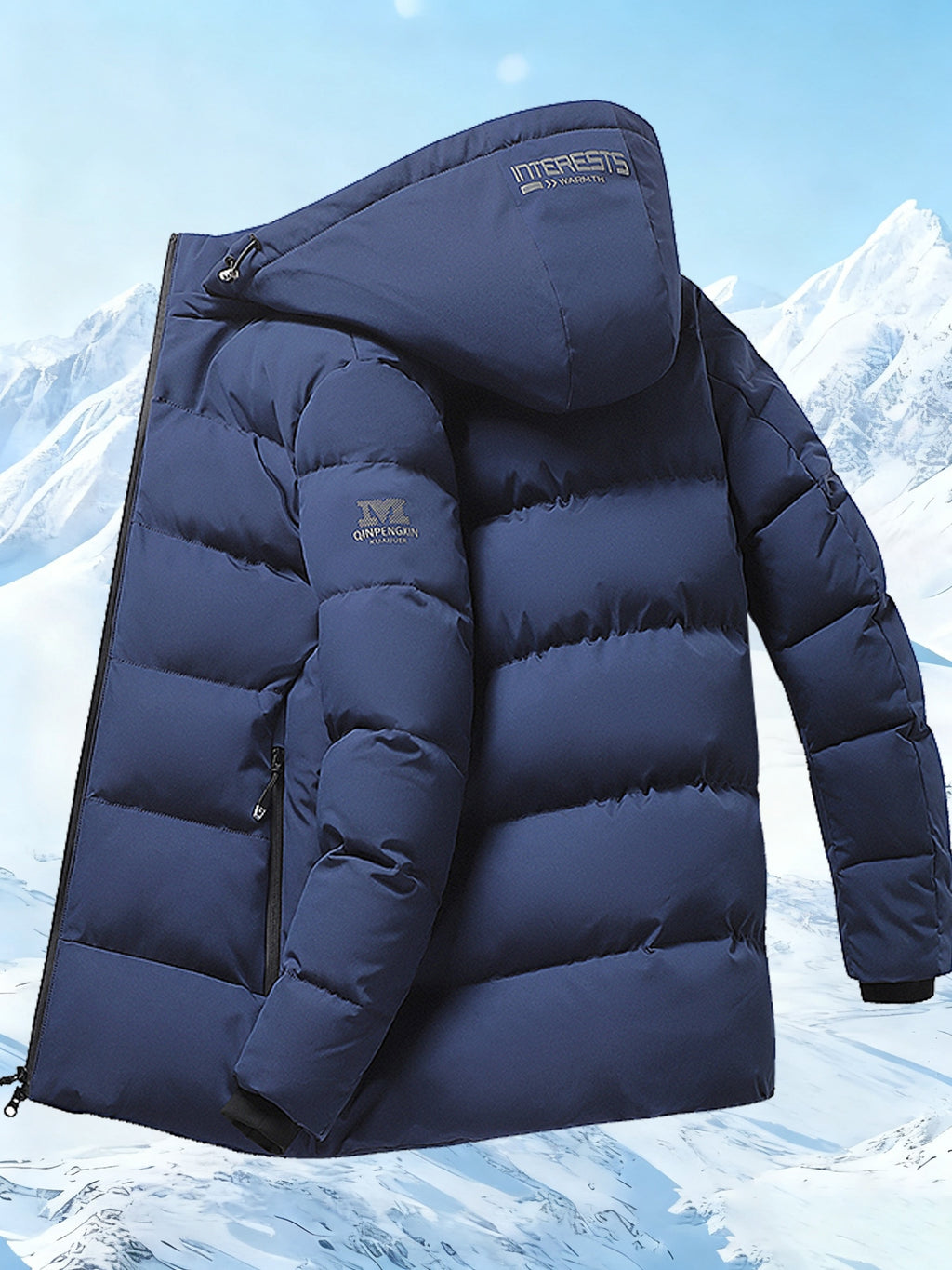 Manteau pour homme, à capuche, bleu